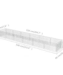 vidaXL Gabion Raised Bed Galvanised Steel 540x90x50 cm