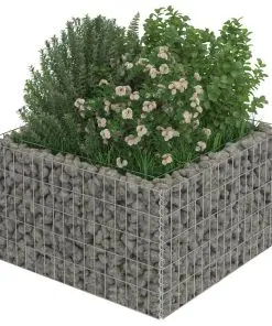vidaXL Gabion Raised Bed Galvanised Steel 90x90x50 cm