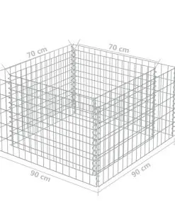 vidaXL Gabion Raised Bed Galvanised Steel 90x90x50 cm