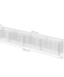 vidaXL Gabion Raised Bed Galvanised Steel 360x50x50 cm