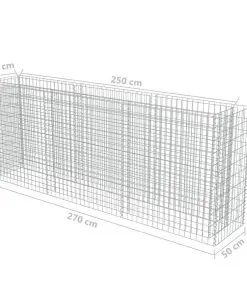 vidaXL Gabion Raised Bed Galvanised Steel 270x50x100 cm