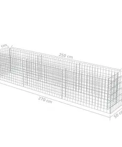 vidaXL Gabion Raised Bed Galvanised Steel 270x50x50 cm