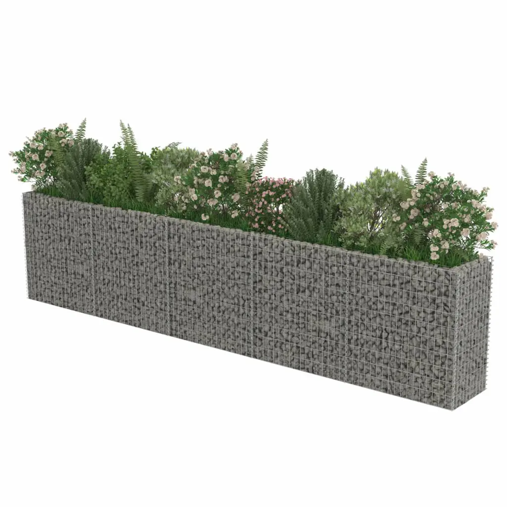 vidaXL Gabion Raised Bed Galvanised Steel 450x50x100 cm