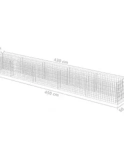 vidaXL Gabion Raised Bed Galvanised Steel 450x50x50 cm