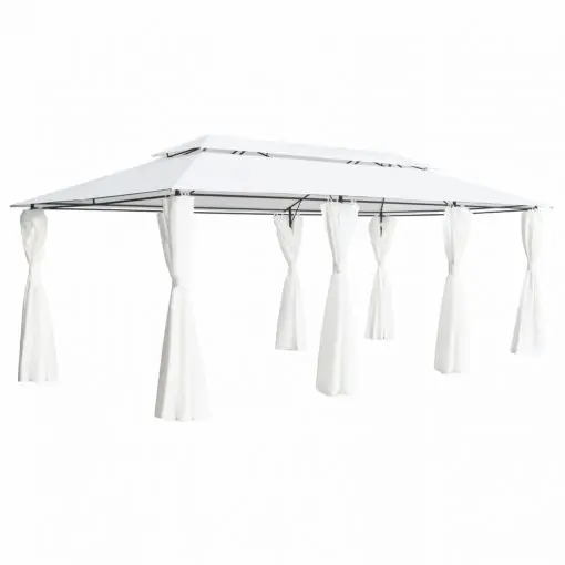 vidaXL Gazebo with Curtains 600x298x270 cm White