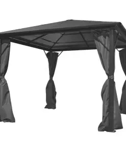 vidaXL Gazebo with Curtain Anthracite Aluminium 300×300 cm