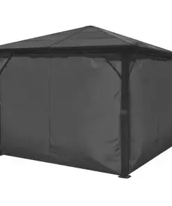 vidaXL Gazebo with Curtain Anthracite Aluminium 300×300 cm