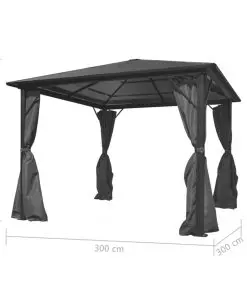 vidaXL Gazebo with Curtain Anthracite Aluminium 300×300 cm