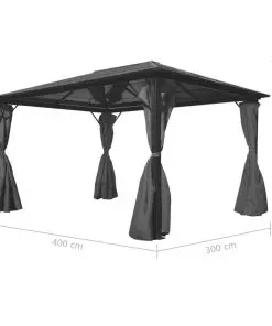 vidaXL Gazebo with Curtain Anthracite Aluminium 400×300 cm