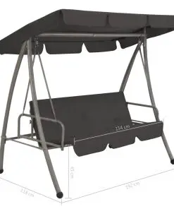 45072 vidaXL Outdoor Swing Bench with Canopy Anthracite 192x118x175 cm Steel