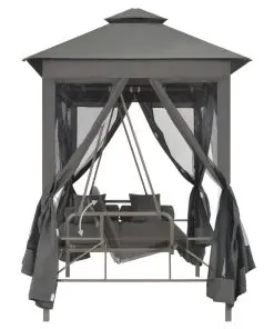 45073 vidaXL Outdoor Convertible Swing Bench with Canopy Anthracite 220x160x240 cm Steel