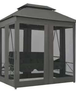 45073 vidaXL Outdoor Convertible Swing Bench with Canopy Anthracite 220x160x240 cm Steel