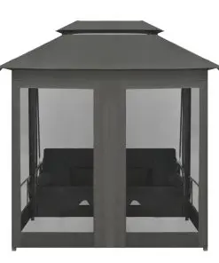 45073 vidaXL Outdoor Convertible Swing Bench with Canopy Anthracite 220x160x240 cm Steel