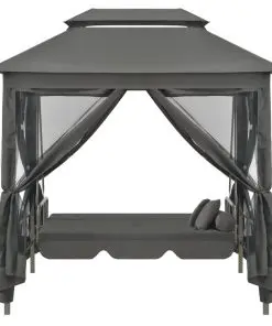 45073 vidaXL Outdoor Convertible Swing Bench with Canopy Anthracite 220x160x240 cm Steel