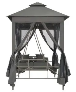 45073 vidaXL Outdoor Convertible Swing Bench with Canopy Anthracite 220x160x240 cm Steel