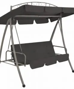 45074 vidaXL Outdoor Convertible Swing Bench with Canopy Anthracite 198x120x205 cm Steel