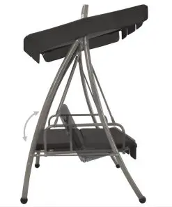 45074 vidaXL Outdoor Convertible Swing Bench with Canopy Anthracite 198x120x205 cm Steel