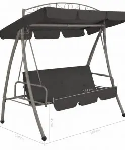 45074 vidaXL Outdoor Convertible Swing Bench with Canopy Anthracite 198x120x205 cm Steel
