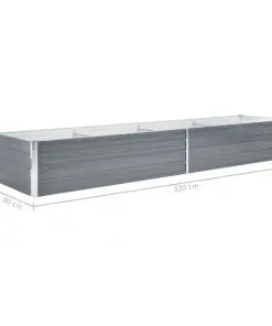 vidaXL Garden Raised Bed Galvanised Steel 320x80x45 cm Grey