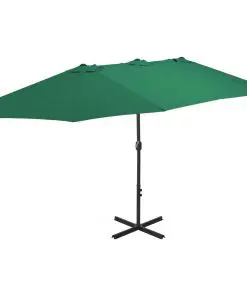 vidaXL Outdoor Parasol with Aluminium Pole 460×270 cm Green