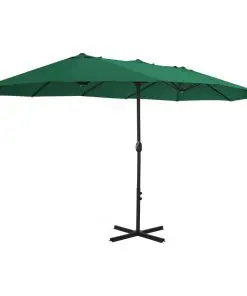vidaXL Outdoor Parasol with Aluminium Pole 460×270 cm Green