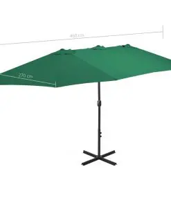 vidaXL Outdoor Parasol with Aluminium Pole 460×270 cm Green