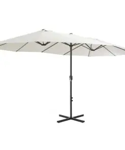 vidaXL Outdoor Parasol with Aluminium Pole 460×270 cm Sand