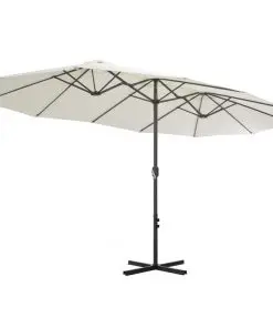 vidaXL Outdoor Parasol with Aluminium Pole 460×270 cm Sand
