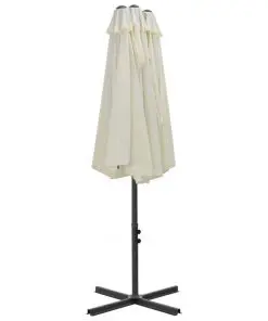 vidaXL Outdoor Parasol with Aluminium Pole 460×270 cm Sand
