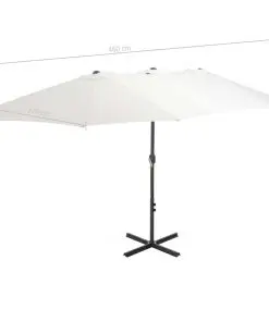 vidaXL Outdoor Parasol with Aluminium Pole 460×270 cm Sand