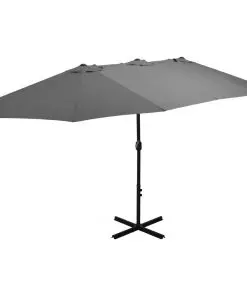 vidaXL Outdoor Parasol with Aluminium Pole 460×270 cm Anthracite