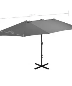 vidaXL Outdoor Parasol with Aluminium Pole 460×270 cm Anthracite