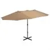 vidaXL Outdoor Parasol with Aluminium Pole 460×270 cm Taupe