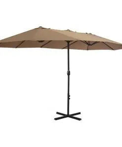 vidaXL Outdoor Parasol with Aluminium Pole 460×270 cm Taupe