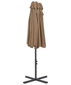 vidaXL Outdoor Parasol with Aluminium Pole 460×270 cm Taupe