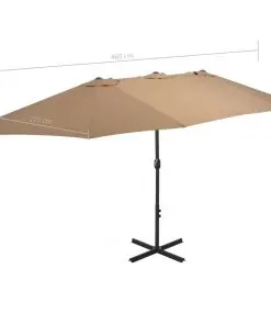 vidaXL Outdoor Parasol with Aluminium Pole 460×270 cm Taupe