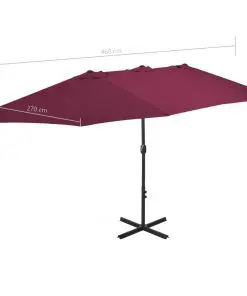 vidaXL Outdoor Parasol with Aluminium Pole 460×270 cm Bordeaux Red