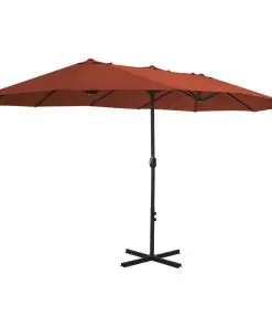 vidaXL Outdoor Parasol with Aluminium Pole 460×270 cm Terracotta