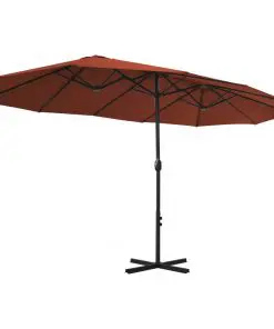 vidaXL Outdoor Parasol with Aluminium Pole 460×270 cm Terracotta