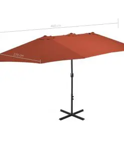 vidaXL Outdoor Parasol with Aluminium Pole 460×270 cm Terracotta
