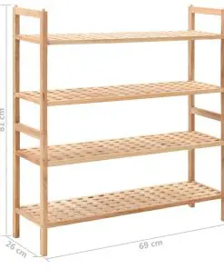 vidaXL Shoe Rack Solid Walnut Wood 69x26x81 cm