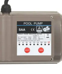 vidaXL Pool Pump with Timer Black 0,25 HP 8000 L/h