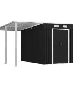 vidaXL Garden Shed with Extended Roof Anthracite 346x236x181 cm Steel