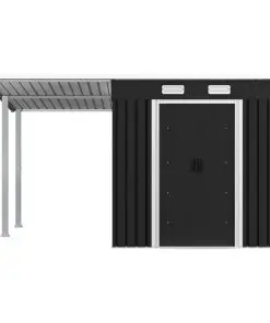 vidaXL Garden Shed with Extended Roof Anthracite 346x236x181 cm Steel