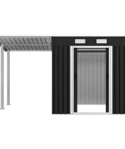 vidaXL Garden Shed with Extended Roof Anthracite 346x236x181 cm Steel