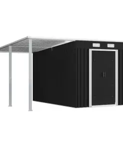 vidaXL Garden Shed with Extended Roof Anthracite 336x270x181 cm Steel