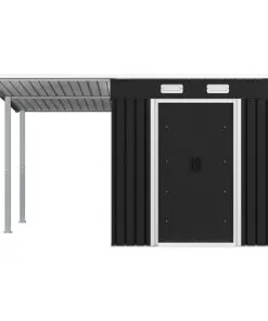 vidaXL Garden Shed with Extended Roof Anthracite 336x270x181 cm Steel