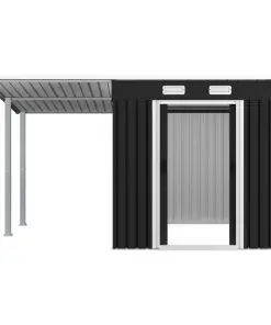 vidaXL Garden Shed with Extended Roof Anthracite 336x270x181 cm Steel