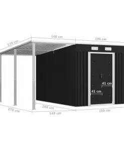 vidaXL Garden Shed with Extended Roof Anthracite 336x270x181 cm Steel