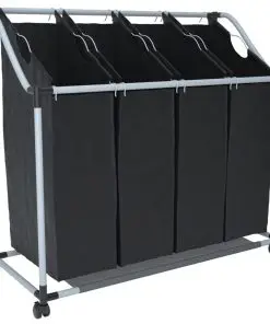 Laundry sorter with 4 bags black grey
